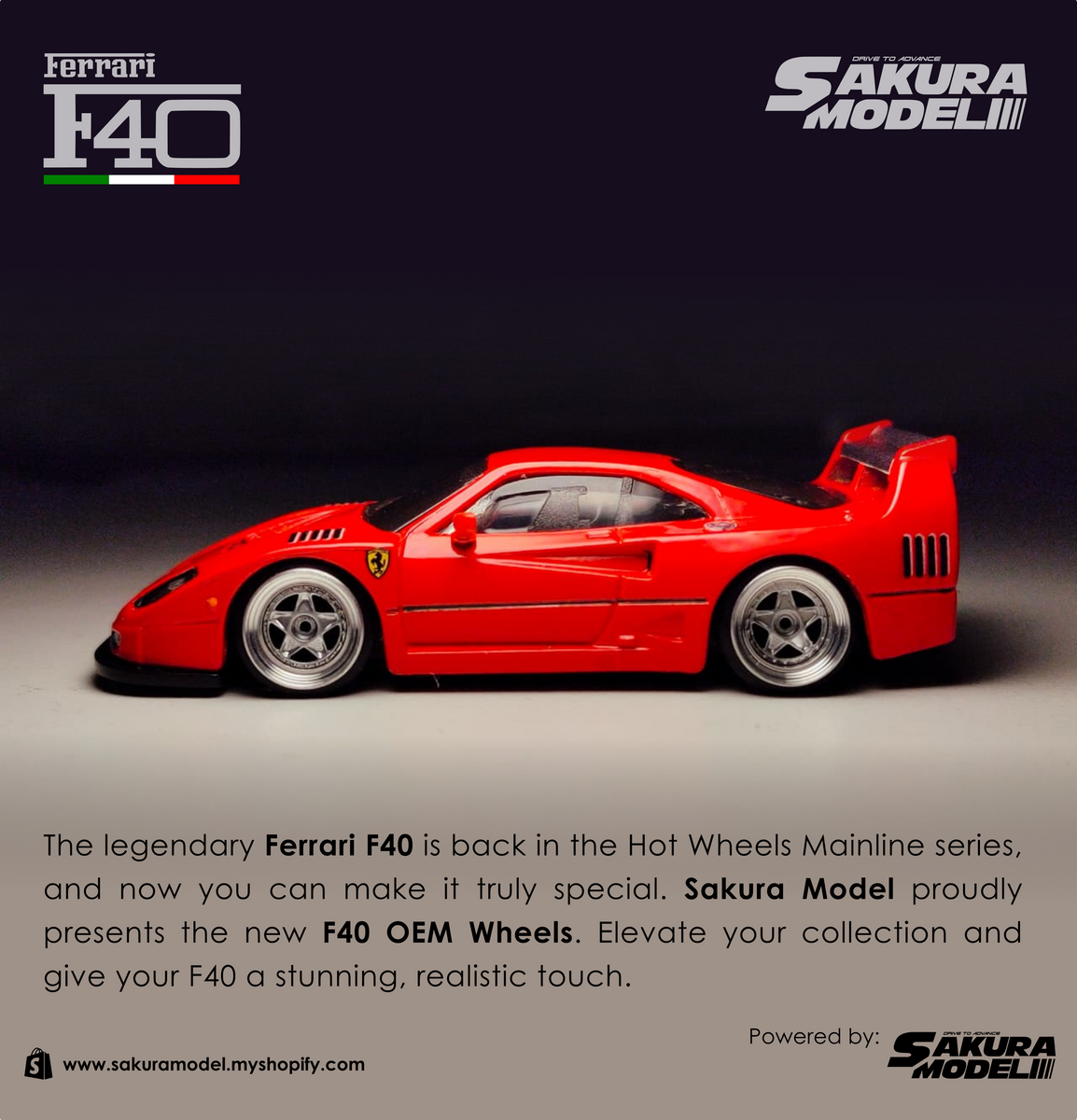 Custom wheel 64 scale model Ferrari F40 OEM Wheels – Sakuramodel