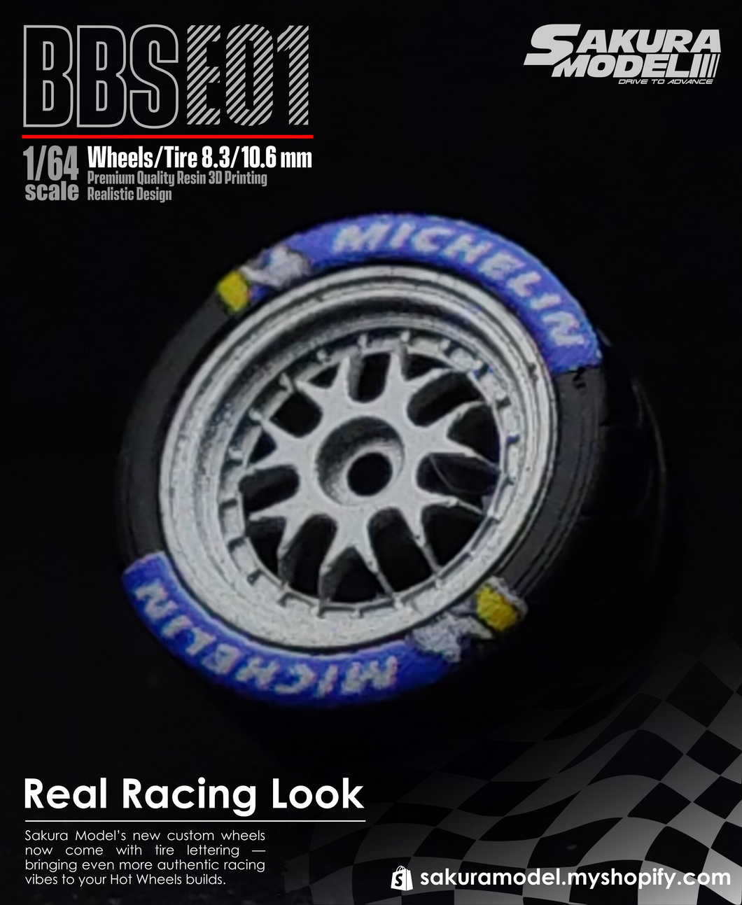 Custom wheel 64 scale model FR BBS E01