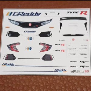 Decal Hot Wheels Civic Type R FK8 Greddy