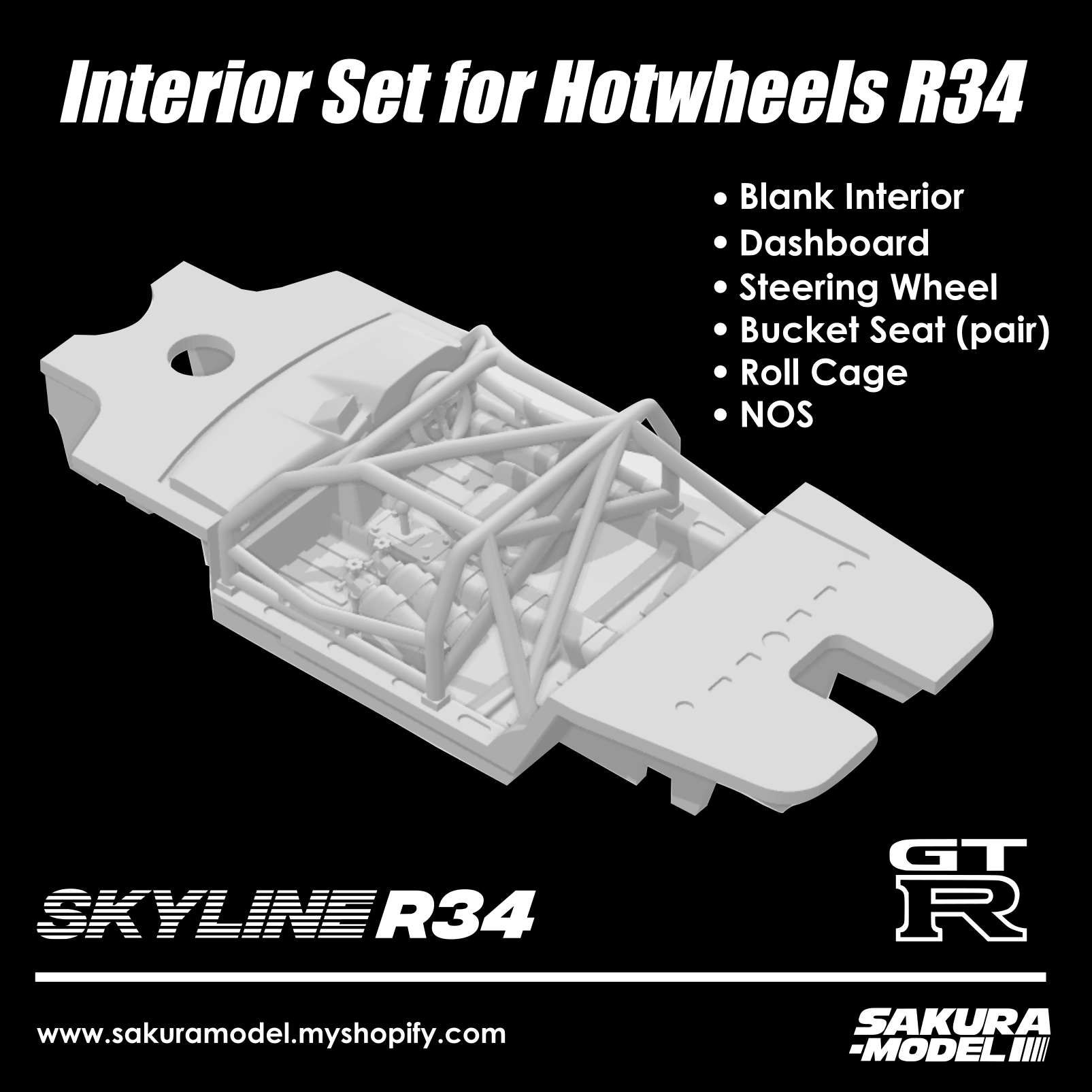 Interior Set for Hotwheels Skyline R34 – Sakuramodel