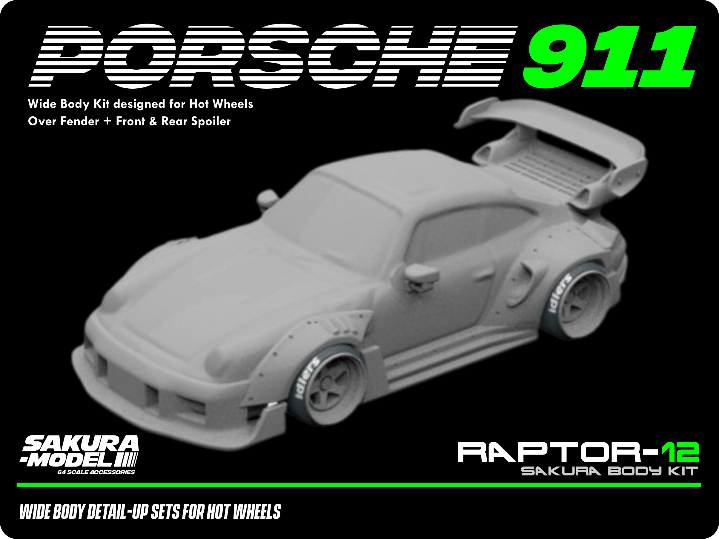 Add on Body kit for Hot Wheels 1996 Porsche 911 Carrera Sakuramodel