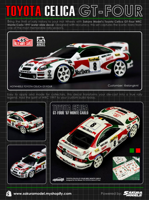Decal set for Hotwheels '95 TOYOTA Celica GT Four (WRC)