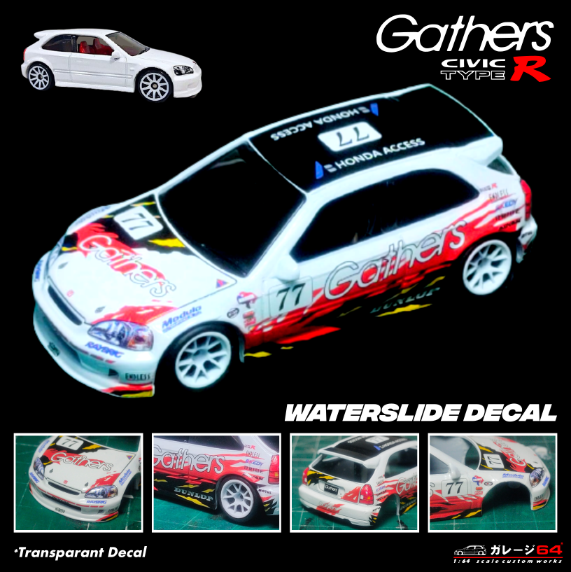 Decal Hot Wheels Civic EK9 GATHERS