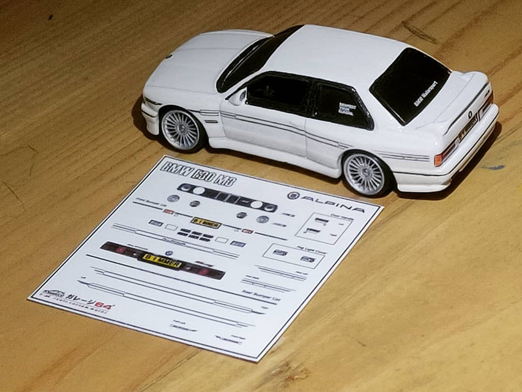 Decal Hot Wheels BMW E30 Alpina