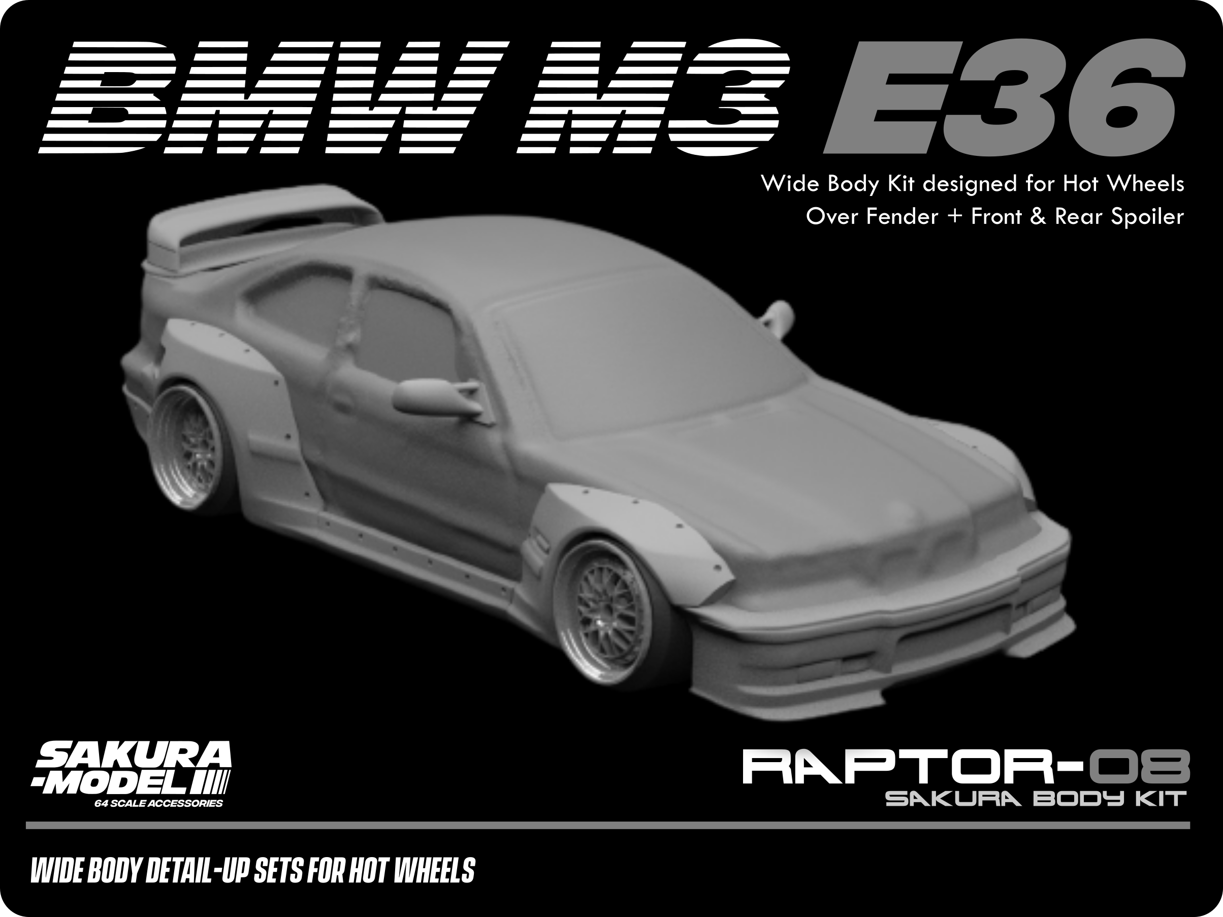 Add on body kit for Hot Wheels BMW M3 E36 Sakuramodel
