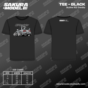 Tee Black - Skyline R32 Greddy