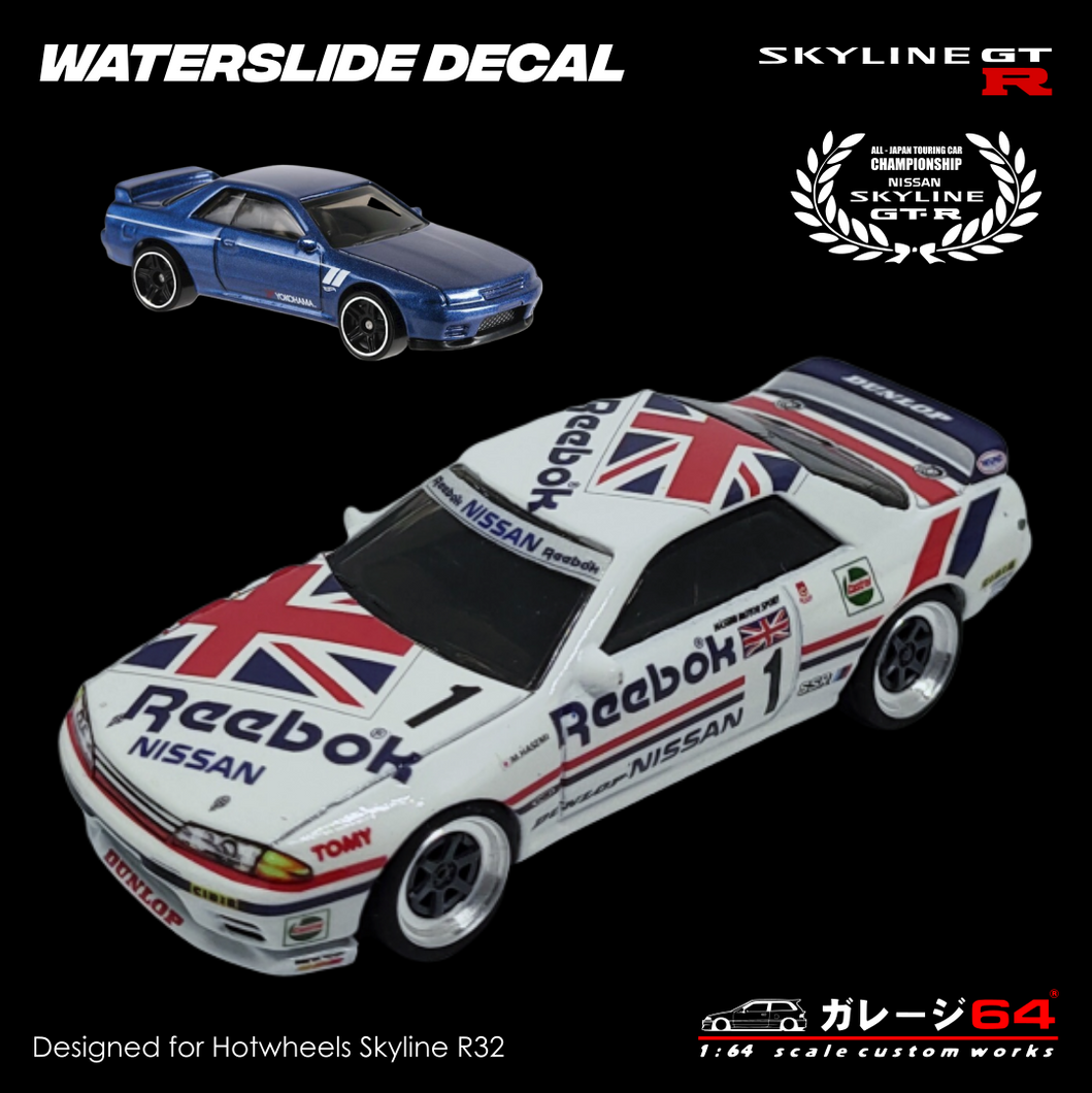 Decal Set Hot Wheels Skyline R32 Reebok JGTC