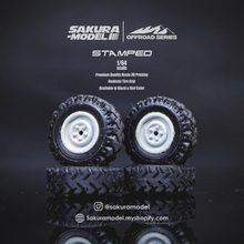 Load image into Gallery viewer, Custom wheel 64 scale model Stamped Wheels with Xtra grip tire